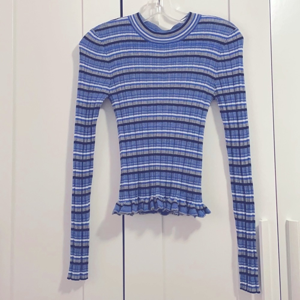Derek Lam 10 Crosby Lilika Stripe Rib Knit Top